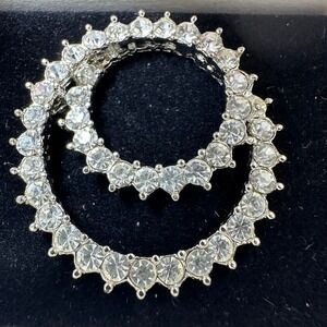 AVON Crystal Swirl Pin Brooch Dangle Sparkle Rhinestone Vintage Jewelry
